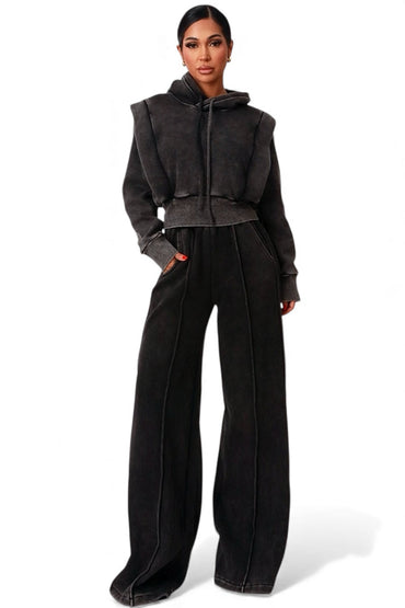 Crop Hoodie And Wide Leg SweatSuit
