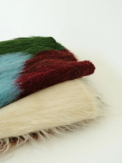 Multicolored Handwoven Wool Lizhnyk – Brushed Texture with Large Floral Motif