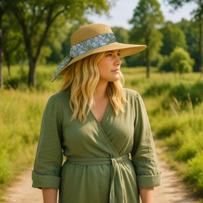 GG Blooms Blue Perfect Straw Sun Hat
