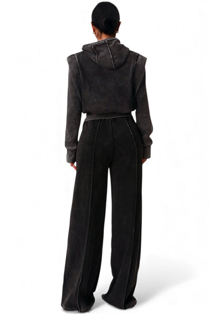 Crop Hoodie And Wide Leg SweatSuit