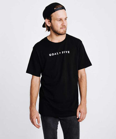 Goal Five Men's Black Cotton T-Shirt