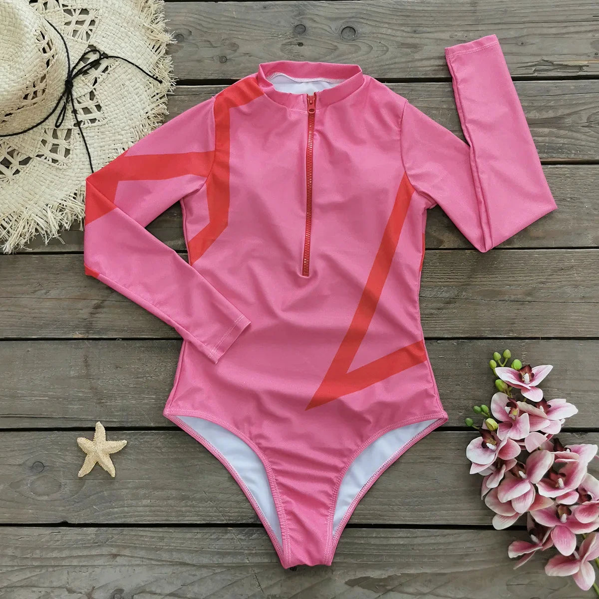 Long Sleeve UV Protection Swimsuit w/Wrap