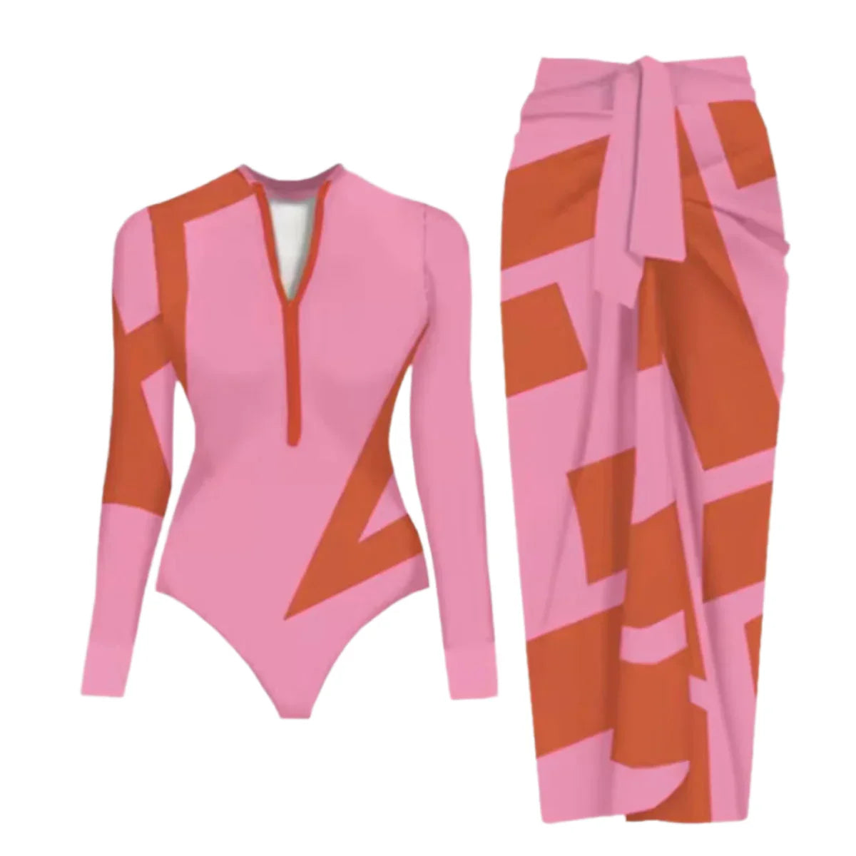Long Sleeve UV Protection Swimsuit w/Wrap