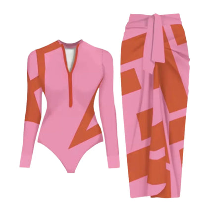 Long Sleeve UV Protection Swimsuit w/Wrap