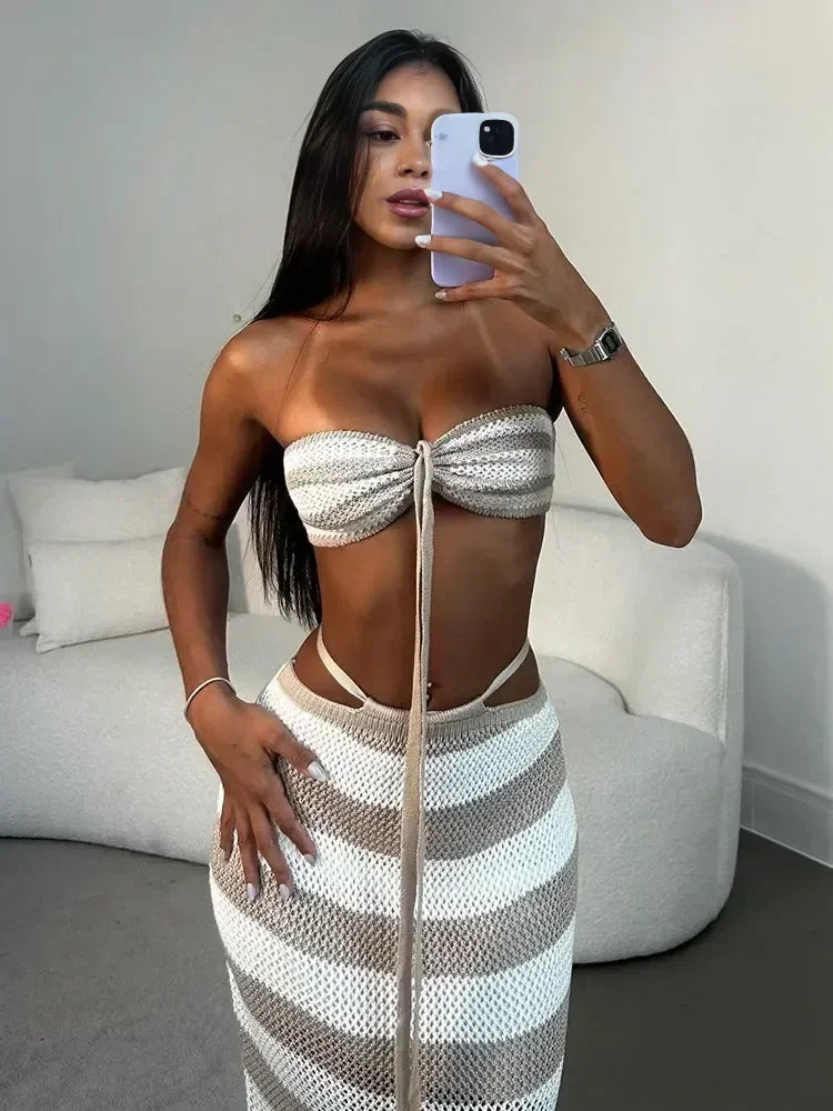 Crochet 2-Piece Sweetheart Bikini w/Wrap