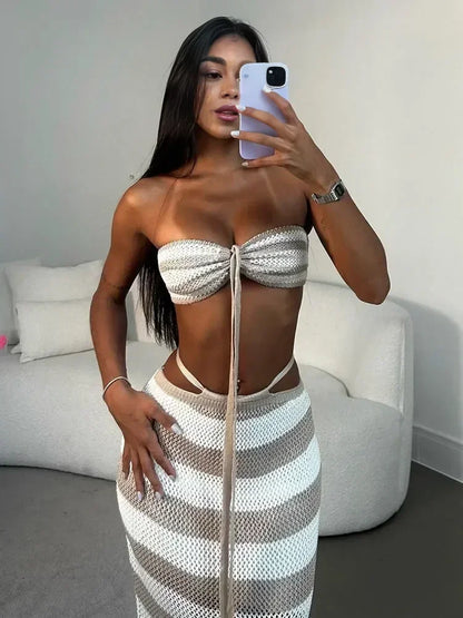Crochet 2-Piece Sweetheart Bikini w/Wrap