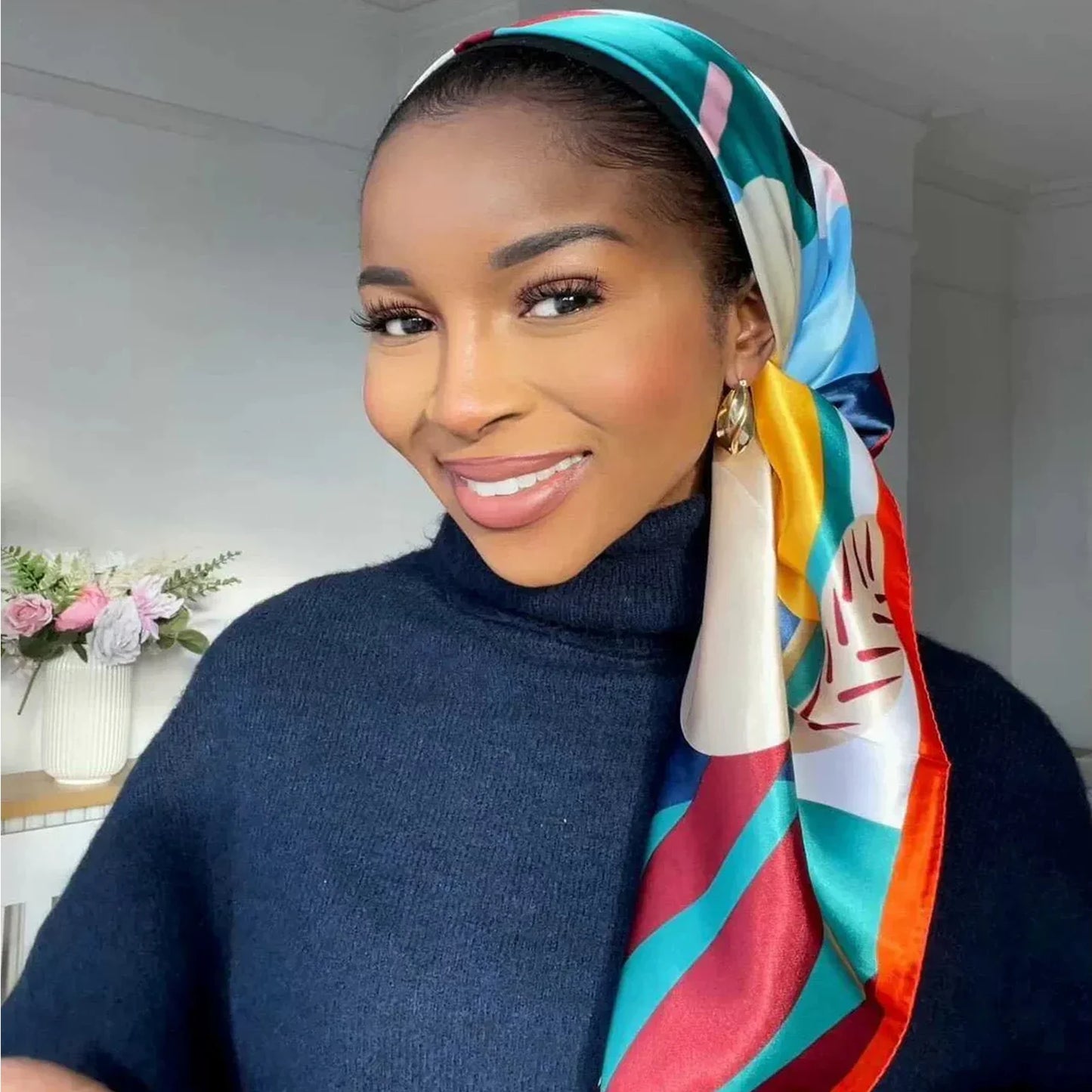 Multi Color Floral Head Scarf