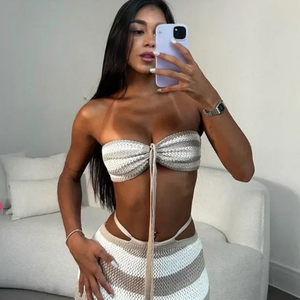 Crochet 2-Piece Sweetheart Bikini w/Wrap