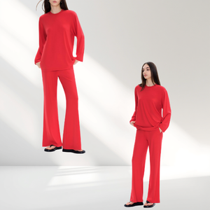 C202 Women's Two Piece Sweatsuit Tracksuit Scarlet Rayon Blend Size XL