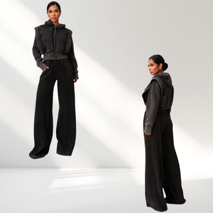 Crop Hoodie And Wide Leg SweatSuit