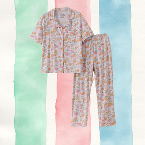 Pink pumpkin bamboo mom pajamas set