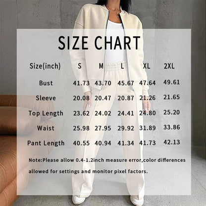 Women’s 2-Piece Zip-Up Sweatsuit Set — Jacket & Wide-Leg Sweatpants