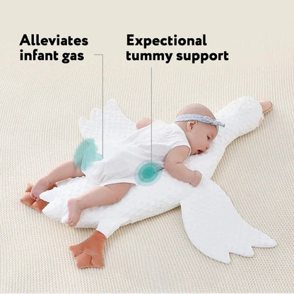 Large White Goose Baby Gas Relief Pillow - Anti-Colic Tummy Time Support