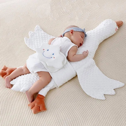 Large White Goose Baby Gas Relief Pillow - Anti-Colic Tummy Time Support