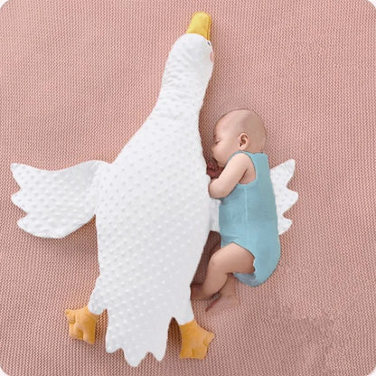 Large White Goose Baby Gas Relief Pillow - Anti-Colic Tummy Time Support