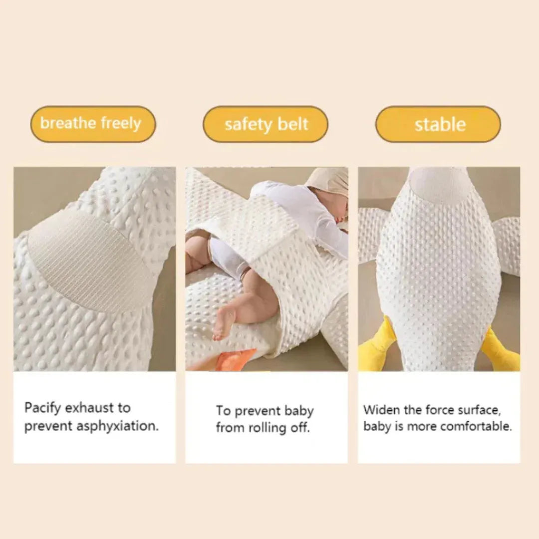 Large White Goose Baby Gas Relief Pillow - Anti-Colic Tummy Time Support