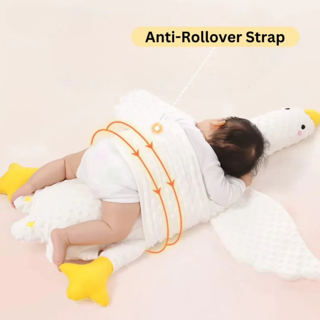 Large White Goose Baby Gas Relief Pillow - Anti-Colic Tummy Time Support