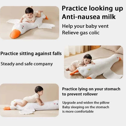 Large White Goose Baby Gas Relief Pillow - Anti-Colic Tummy Time Support