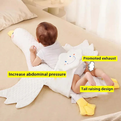 Large White Goose Baby Gas Relief Pillow - Anti-Colic Tummy Time Support