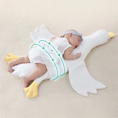 Large White Goose Baby Gas Relief Pillow - Anti-Colic Tummy Time Support