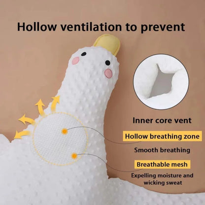 Large White Goose Baby Gas Relief Pillow - Anti-Colic Tummy Time Support