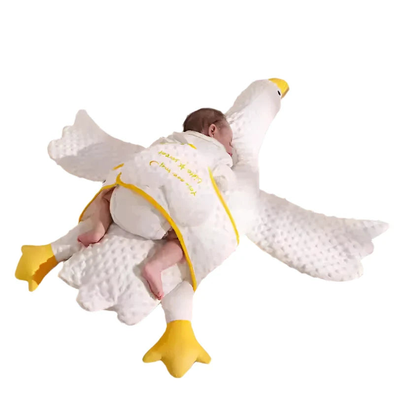Large White Goose Baby Gas Relief Pillow - Anti-Colic Tummy Time Support