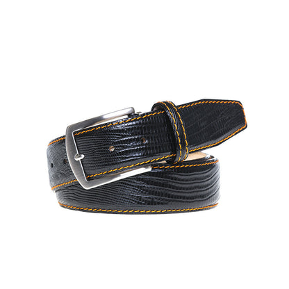 Black Mock Lizard Belt